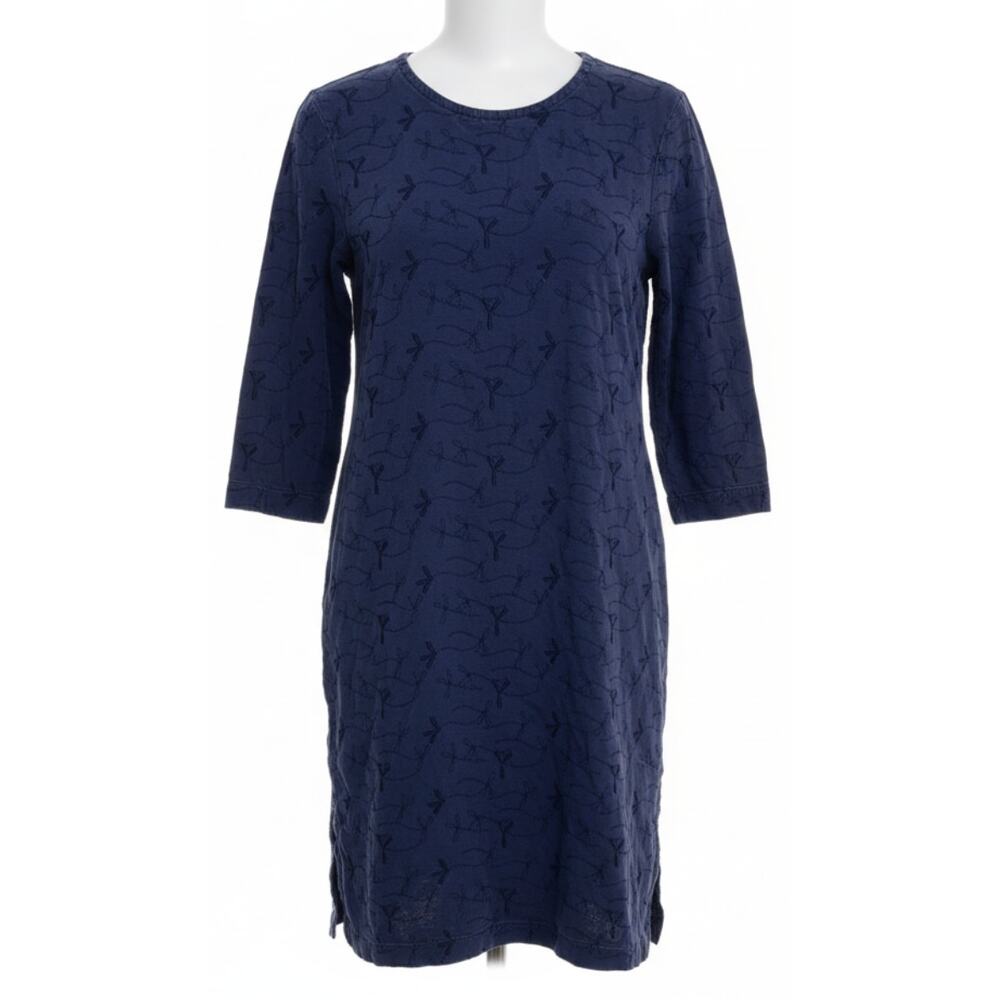Vintage Amanda Gray Midi Dress Women XS Blue Long Sleeve Made in USA Cottagecore